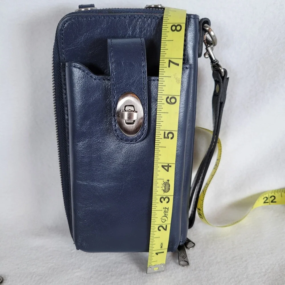 Patricia Nash Womens Amalia Leather Phone Bag Clutch Crossbody Wallet Blue Purse